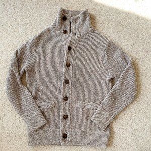 JCREW Marled Cotton Button Up Mock Neck Cardigan Sweater